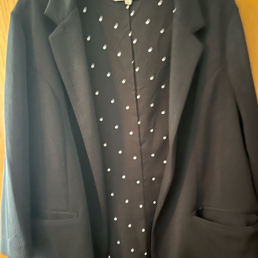 Skies Are Blue Black Blazer with Polka Dot Lining